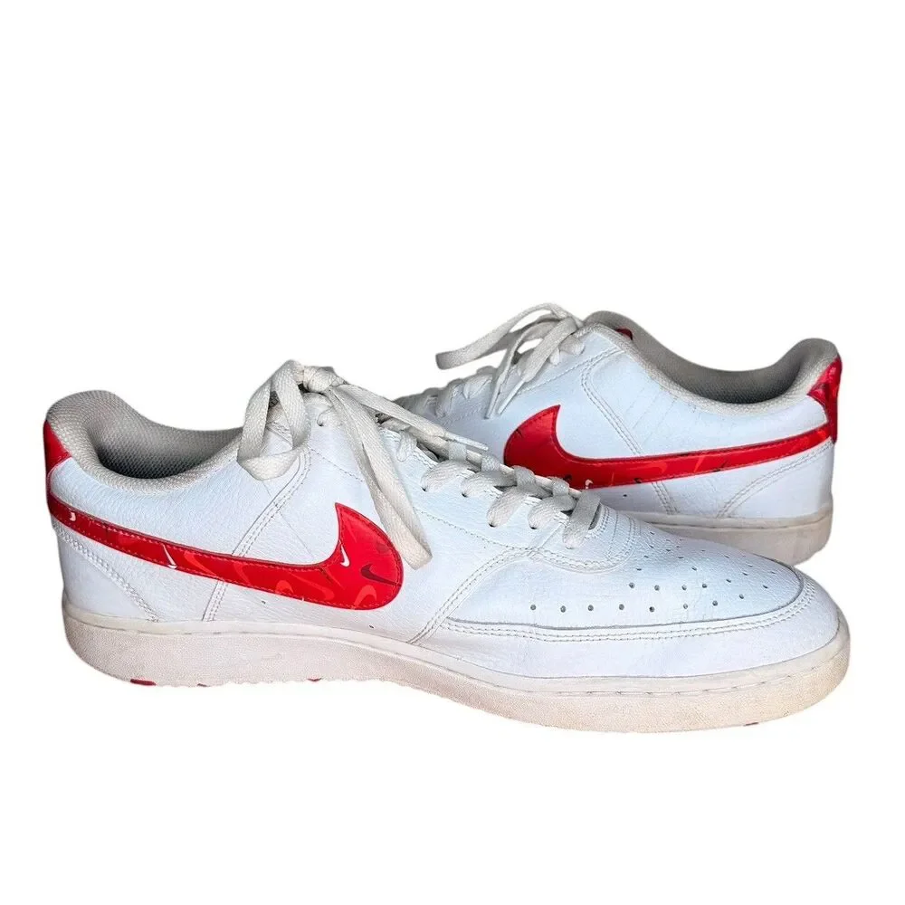 Nike Men’s Sneakers Size 14 Court Vision Low Swoosh Print White Red Camo